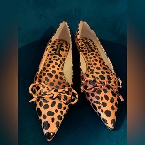 NWT Larroude Lee Flat in Cheetah 🐆 Print Patent Leather, size 7.5